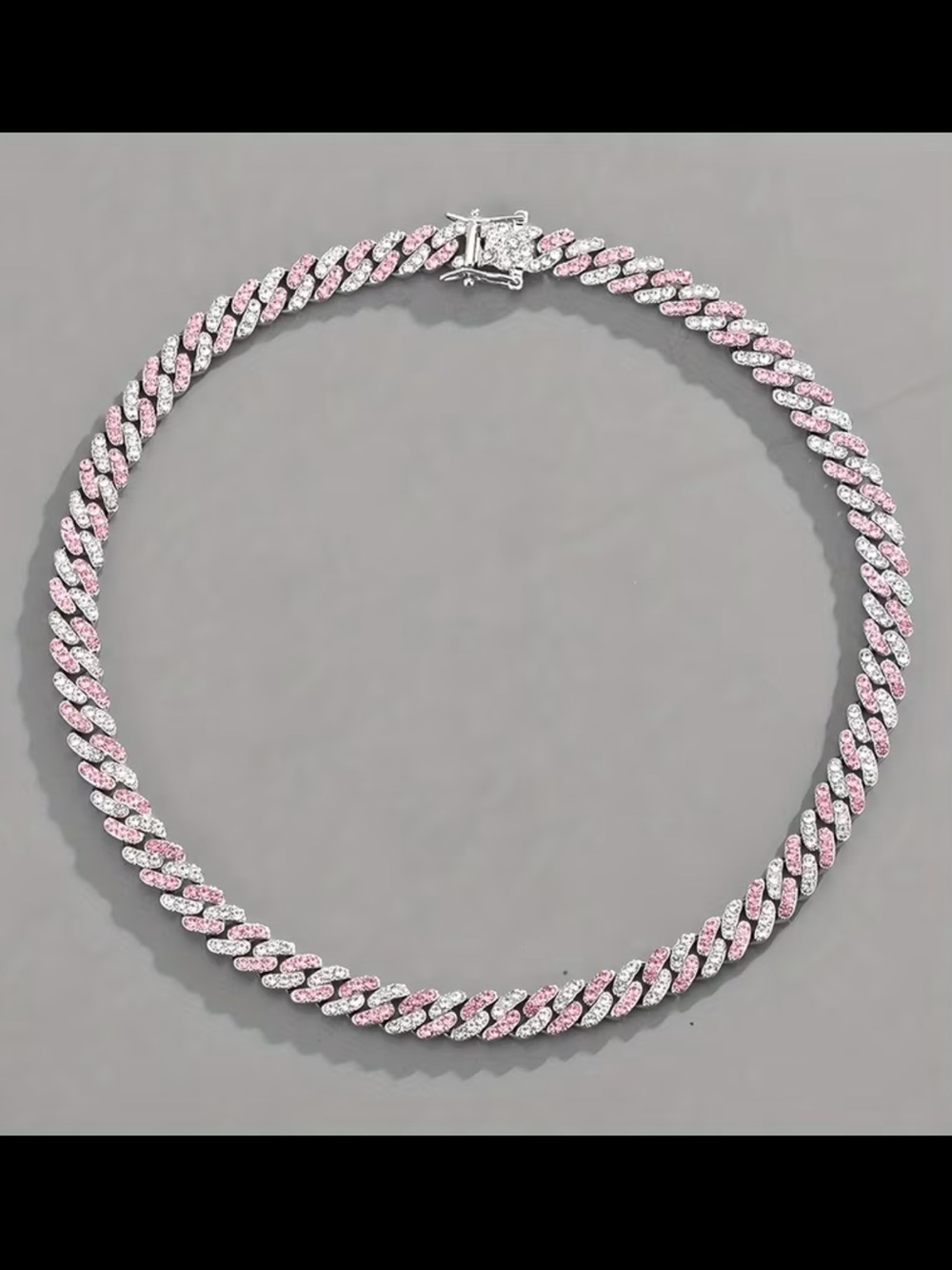 Affordable Fashion Finds Pink and Silver Cuban Link Necklace